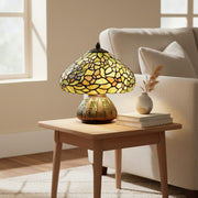 TF Sorenia Tischleuchte – Warme Buntglas-Blumen Art-Stil Lampe für Wohnzimmer oder Schlafzimmer