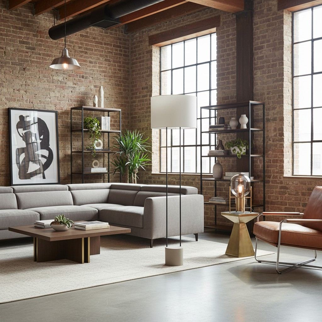 Luma minimalistische industriële tafellamp en vloerlamp – metalen frame met zachte stoffen kap voor thuis en kantoor