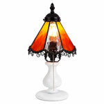 Cargar imagen en el visor de la Galería, Orange vintage stained glass table lamp on a white background