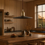 Charger l'image dans la visionneuse de la galerie, Octagonal wood pendant light over a kitchen island