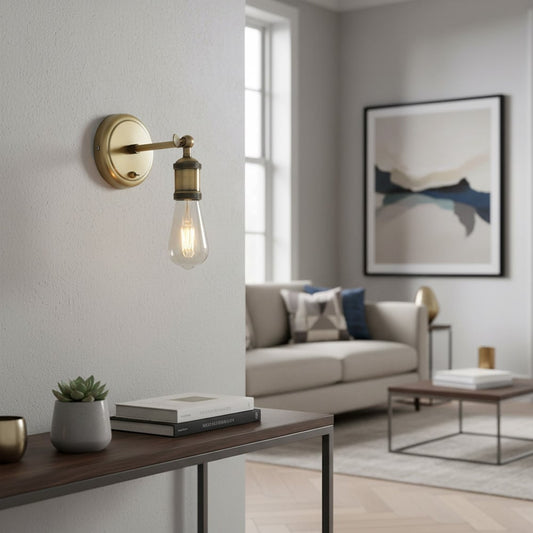 Lámpara de pared Calvra de latón – Aplique vintage con brazo ajustable para dormitorio