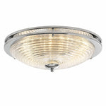Cargar imagen en el visor de la Galería, Chrome rippled glass flush mount ceiling light with warm light on