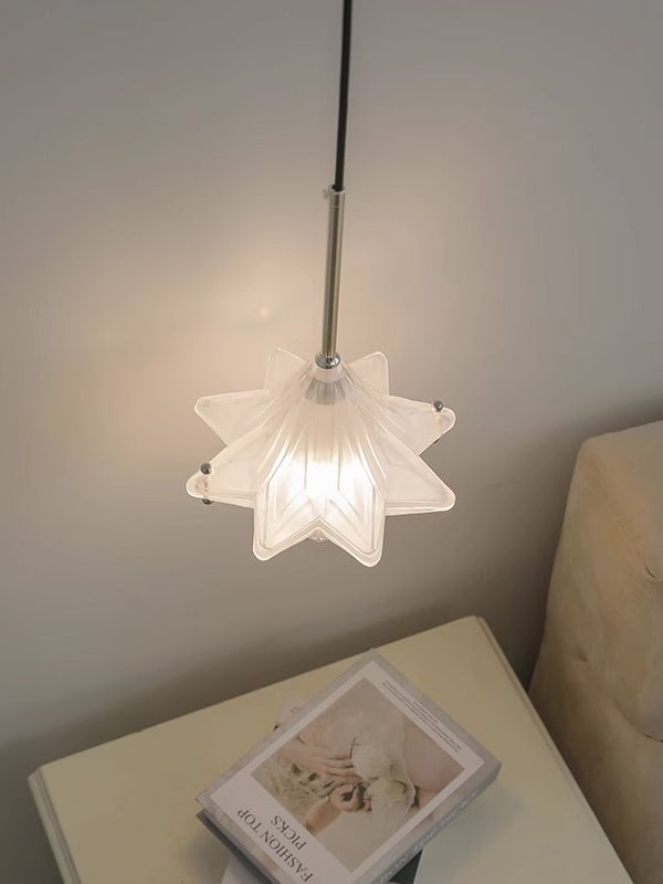 Art Deco Astris Elara Star Pendant Light – Frosted Glass Pendant with Geometric Style