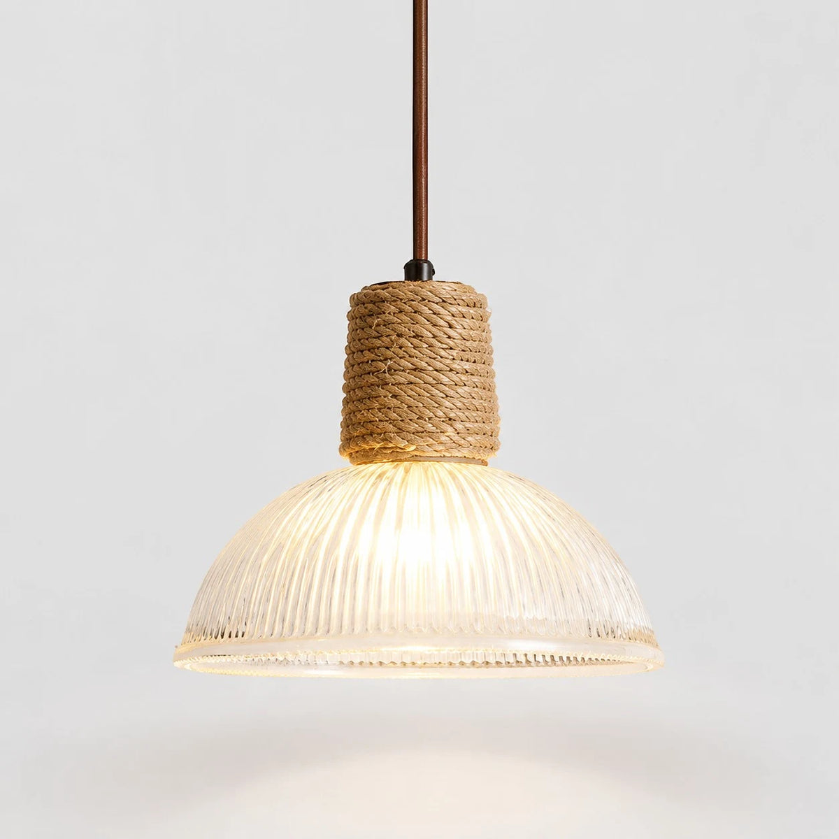 Rustic Woven Rope Glass Pendant Light Collection