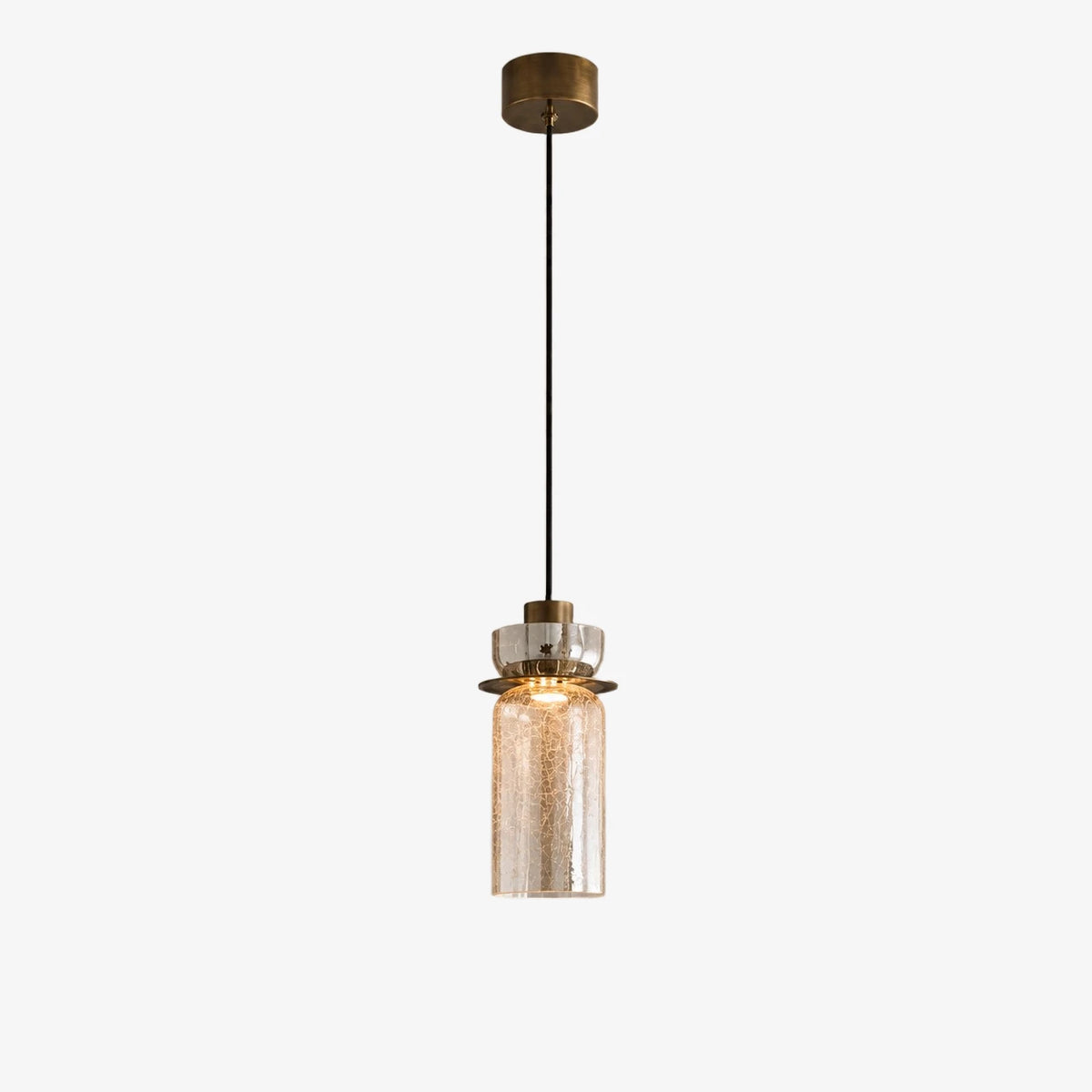 Style B pendant with amber crackle glass shade