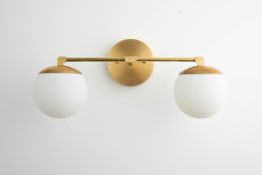 Glorica Glass Vanity Light - Art Deco Brass Wall Globe Fixture Modern