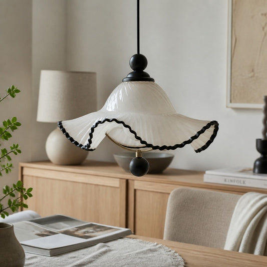 Lámpara colgante vintage francesa Cazelle con diseño de onda – Lámpara colgante ambiental suave para interiores