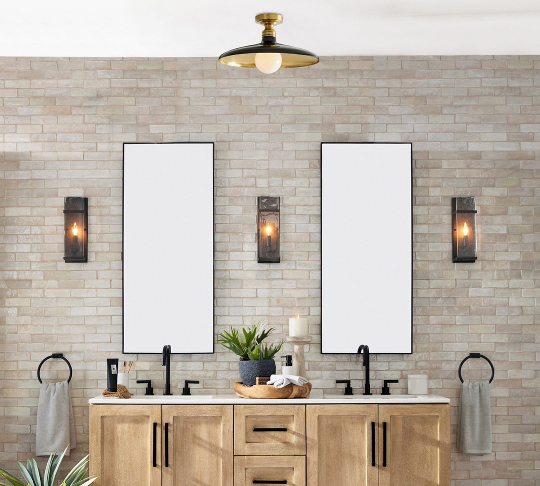 Forvara Farmhouse Metal Flush Mount Light - Black or White Ceiling Lamp