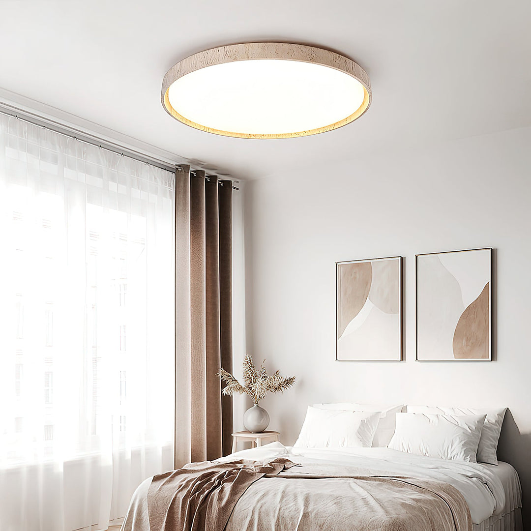 Ultradunne Ronde Travertijn Plafondlamp