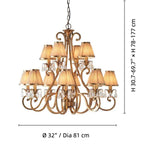 Bild in der Galerieansicht laden, Talonis Mehrfach-Leuchten Stoff Kronleuchter - Elegante Metall gebogene Arme für Esszimmer und Wohnzimmer