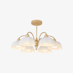 Load image into Gallery viewer, Gold milk glass chandelier with 6 lights