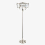 Afbeelding laden in galerijweergave, Beveline 3-licht ronde vloerlamp - facetrand glazen kapjes klassieke metalen afwerking voor woonkamers