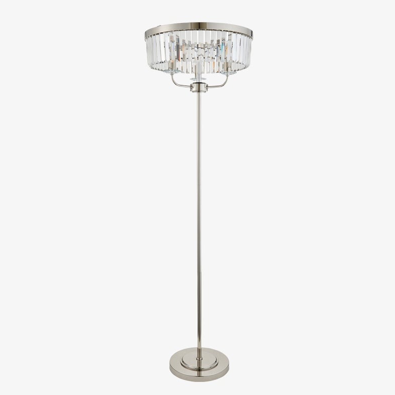 Beveline 3-licht ronde vloerlamp - facetrand glazen kapjes klassieke metalen afwerking voor woonkamers