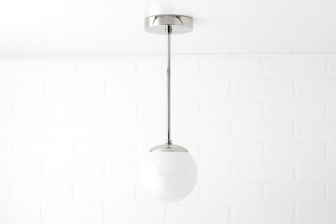 Glorica Glass White Globe Pendant Light - Mid Century Modern Glass Hanging Fixture