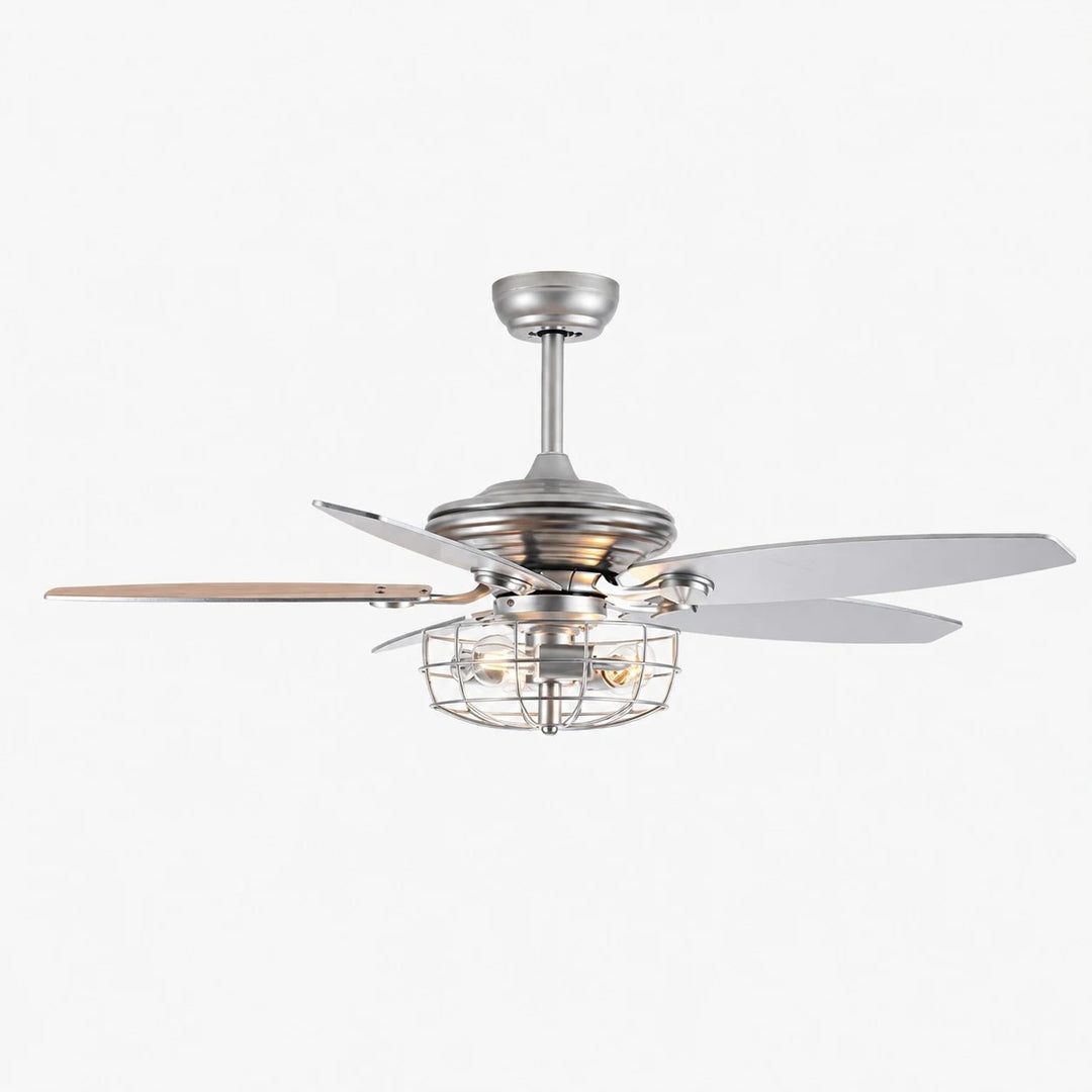 Silver caged ceiling fan light, 107 cm / 42″