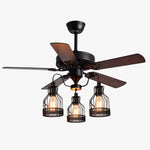 Cargar imagen en el visor de la Galería, Style C wood blades three-light ceiling fan