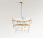 Load image into Gallery viewer, Lumora Crystal Pendant Light – Elegant Tumbled Brass &amp; Cut Glass
