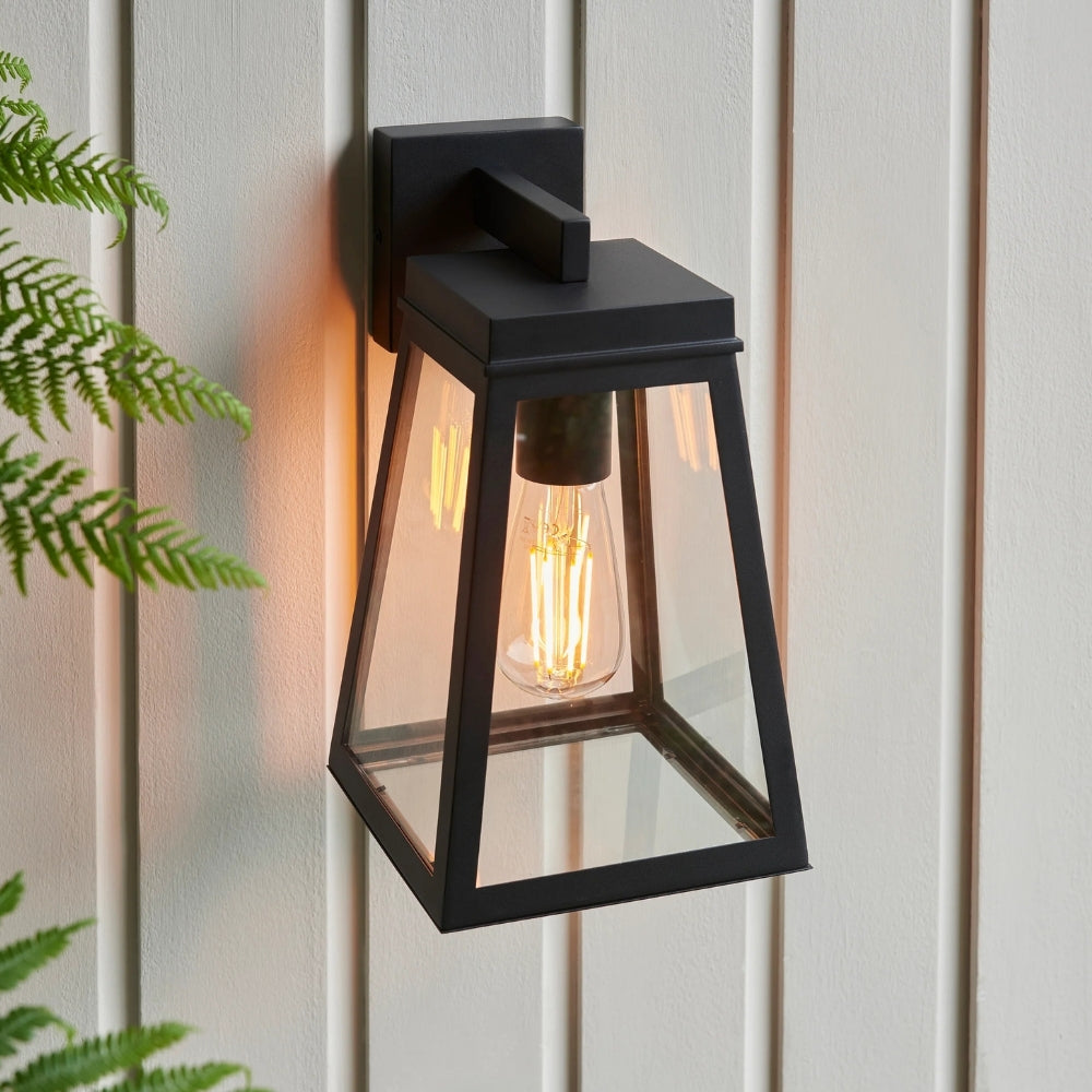 Trevanta Klare Glas-Schwarze Außenlaterne Wandlampe – Moderne Außenbeleuchtung