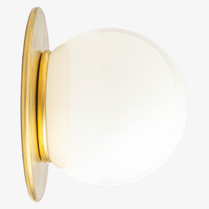 Glorica Glass Solid Brass Vanity Sconce - Compact Flush Mount Globe Light