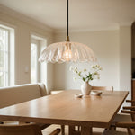 Load image into Gallery viewer, Floriaxis Floral Glass Pendant Light — Floral Glass Shade with Braided Cable for Kitchen or Dining