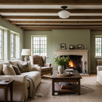 Load image into Gallery viewer, Geotower Glass Brass Ceiling Light - Opal Glass Schoolhouse Shade - Modern Elegance
