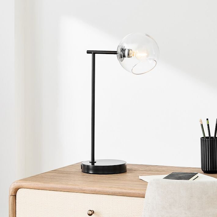 Brina Glass USB Table Lamp - Modern Bedside Desk Light with Style
