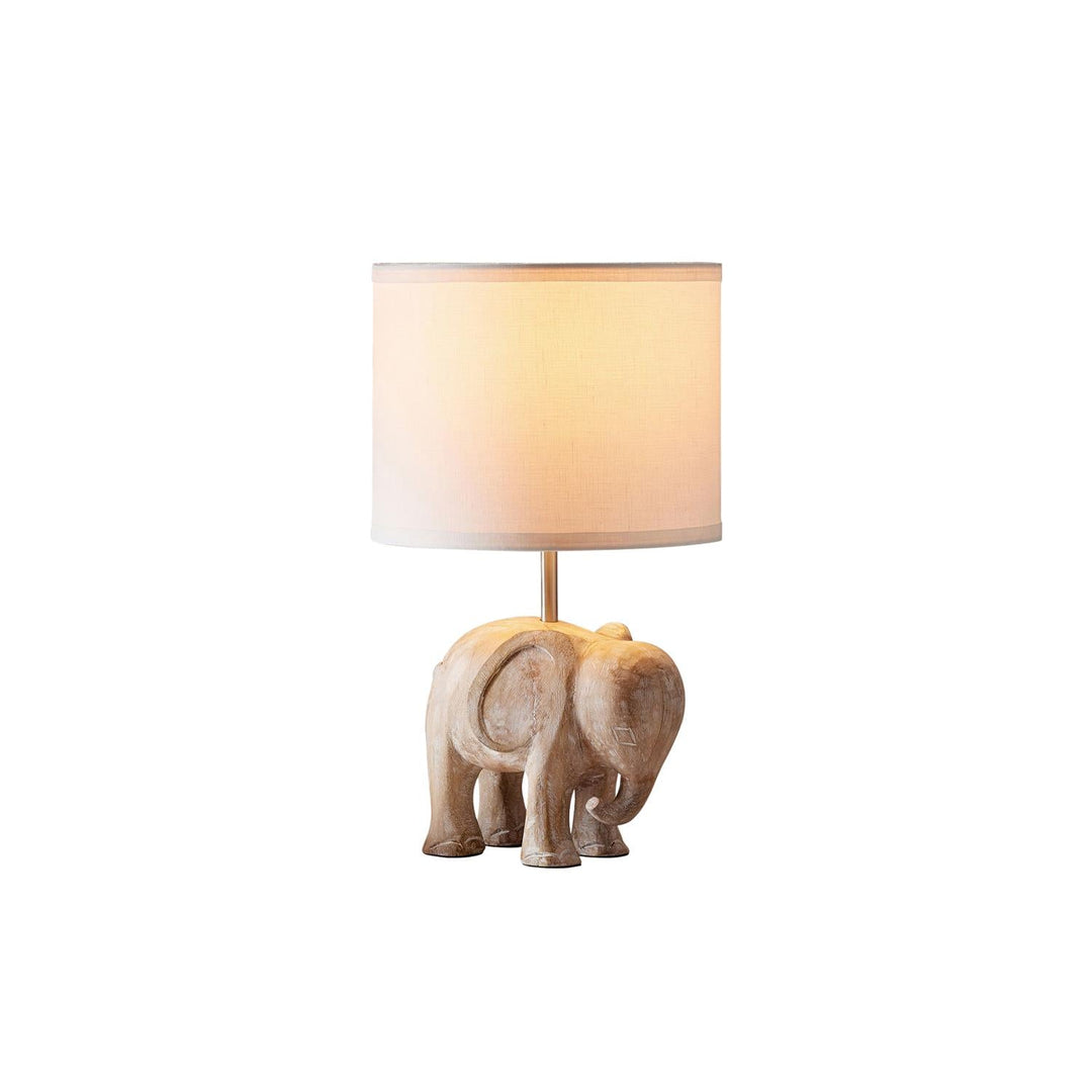 Lámpara de Mesa de Madera Tallada con Animal