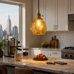 Afbeelding laden in galerijweergave, Vintage faceted glass pendant light