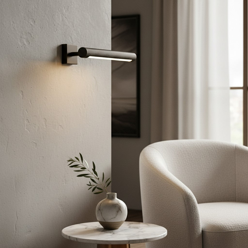 Luz para cuadros Zorv Sleek – Lámpara de pared con marco metálico acanalado para exhibición de arte o fotos