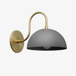 Load image into Gallery viewer, Curva Metal  Industrial Wall Sconce - Curved Brass Arm - Hammered Dome Light Fixture
