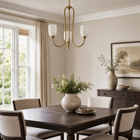 Candelabro francés vintage Nacrelith de concha - regulable en 3 colores para comedor y dormitorio  