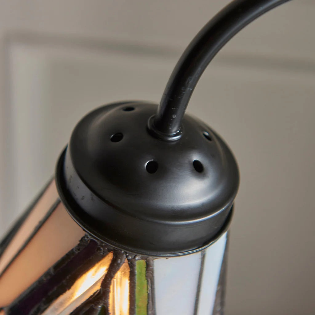 TF Astoria Tiffany Tafellamp – Gebogen Zwanenhals Arm Art Deco Glazen Kap voor Bureau