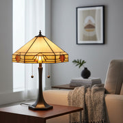 TF Nevada Geometrische Buntglas-Tischleuchte – Tischlampe für Wohnzimmer und Schlafzimmer