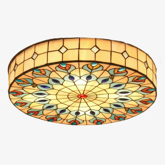 Vitralume Lámpara de Techo con Patrón de Vidrio Colorido Vintage - Lámpara Retro Artística para Interiores del Hogar