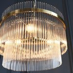 Load image into Gallery viewer, Elegant Glass Rods 3 Light Pendant Light - Vintage Brass Finish
