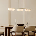 Load image into Gallery viewer, Ferosa Boat-Shaped Lampshade Linear Chandelier - Antique Brass with Milk Glass
