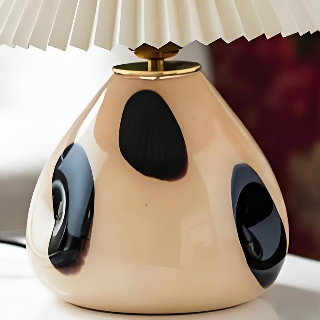 Undara Tafellamp - Geplooide Stoffen Kap Glazen Voet Decoratieve Lamp voor Woonkamer