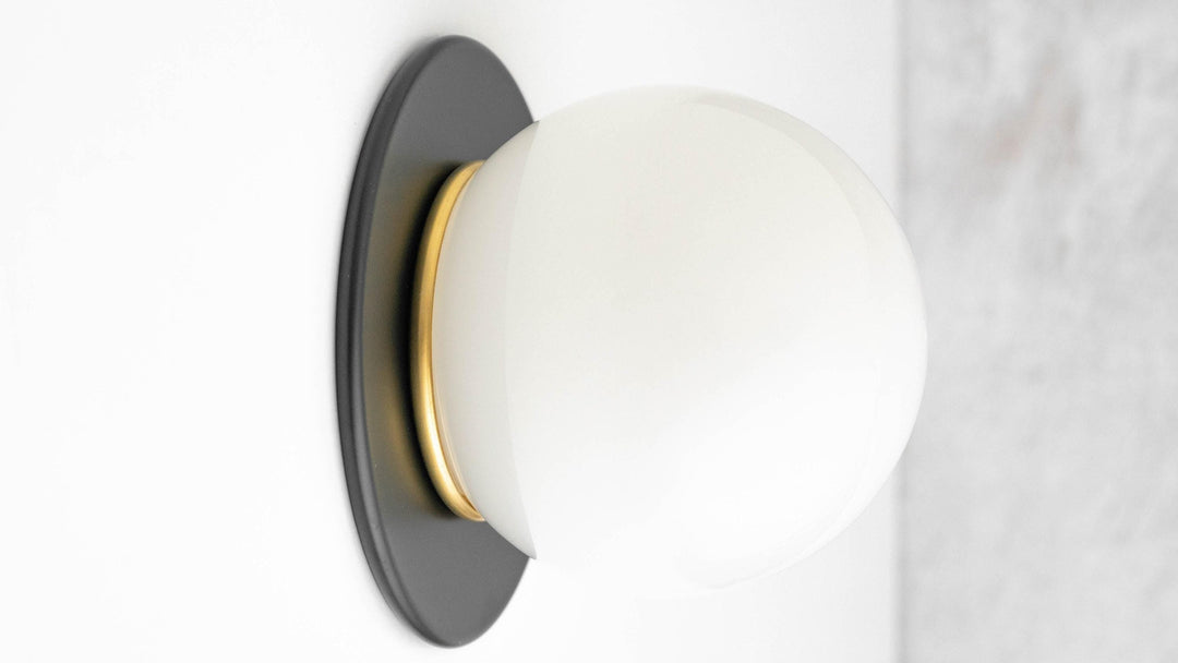 Glorica Glass Solid Brass Vanity Sconce - Compact Flush Mount Globe Light