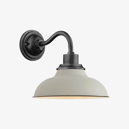 Velara Aplique de Pared Industrial con Cúpula – Luz Metálica Vintage con Cuello de Ganso para Porche o Patio