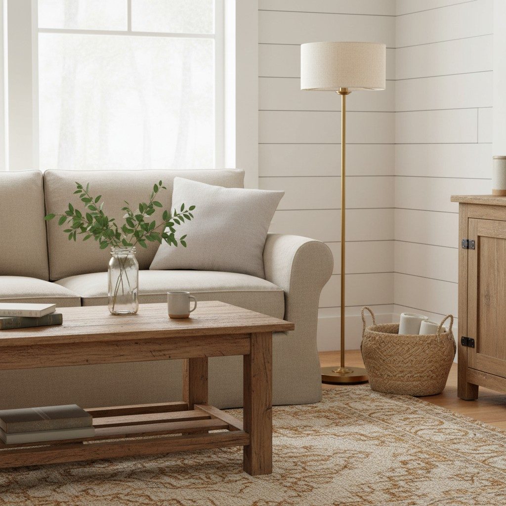 Tela Drum Lampenkap Vloerlamp - Moderne Stoffen Staande Lamp voor Thuis en Kantoor