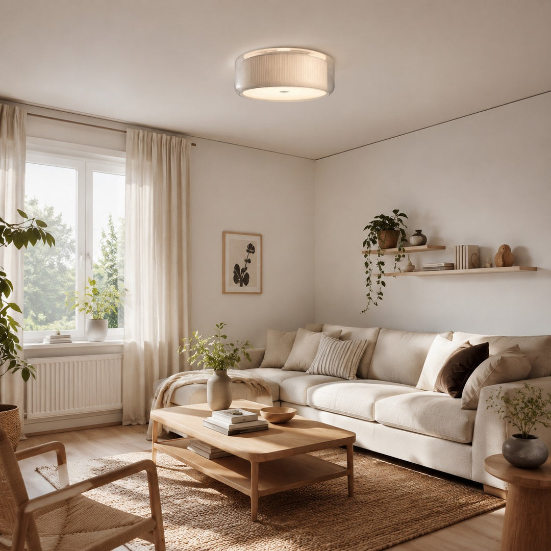 Plafon sufitowy Bauhaus ze szkła i tkaniny