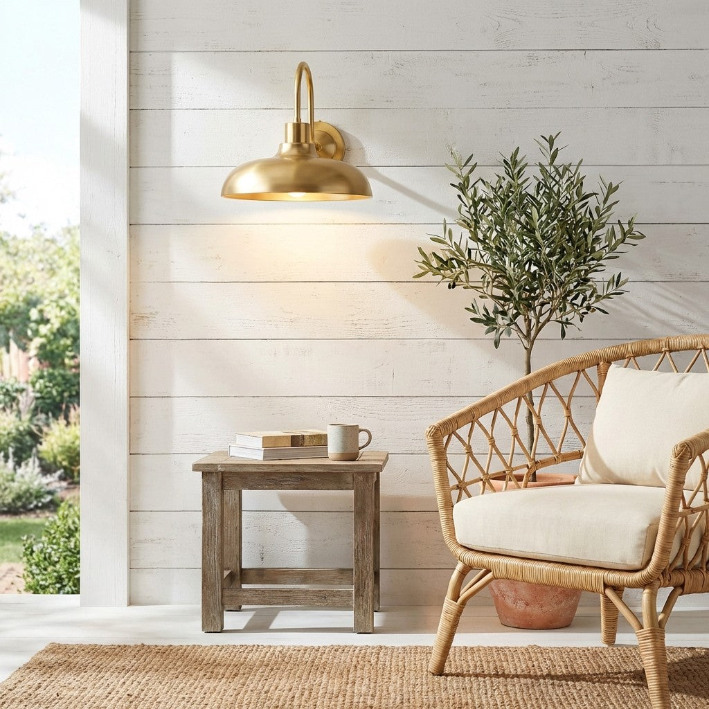 Velara Industrieel Metalen Rustieke Koepel Wandlamp - Klassieke Gebogen Buitenwandlamp voor Portiek en Patio U08