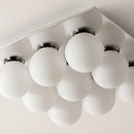 Cargar imagen en el visor de la Galería, Detail image: frosted glass globes and chrome lamp holders.