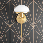 Load image into Gallery viewer, Ornato Luxe Modern Art Deco Wall Light - Opal Glass Globe Sconce - Brass or Black
