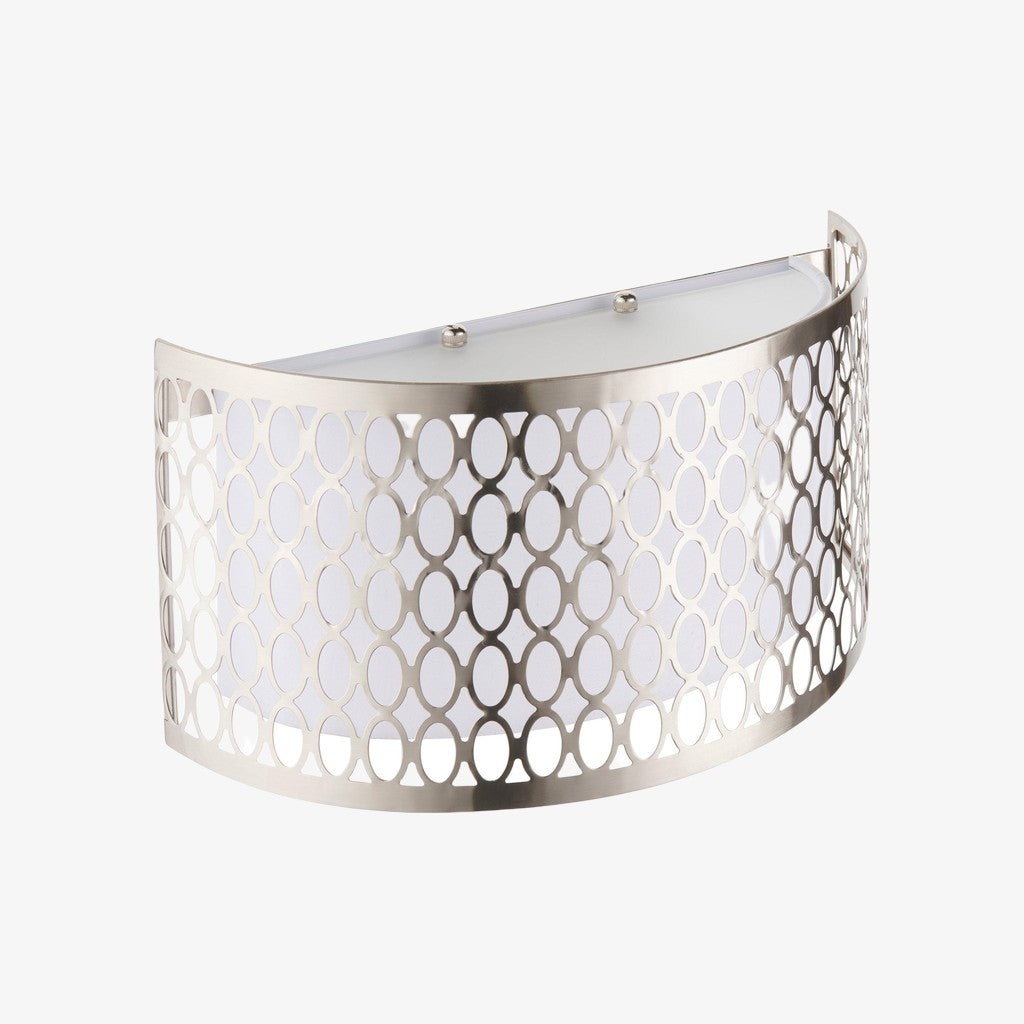 Liorin fretwerk wandlamp - moderne gebogen metalen en stoffen kap wandlamp voor hal of slaapkamer