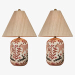 Load image into Gallery viewer, Ceruna Ceramic Table Lamp - Tapered Linen Shade Wax Resist for Bedroom