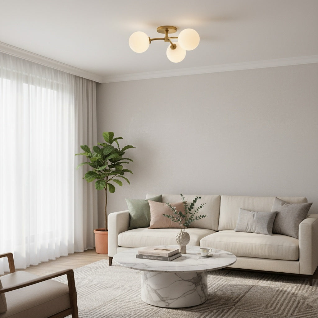 Arden Glass Contemporary 3 Light Ceiling Fixture - Sculptural Multi-Light Fixture for Living Spaces