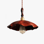 Cargar imagen en el visor de la Galería, brown distressed cowhide pendant light with brass socket