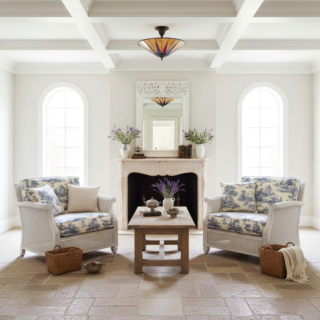 TF Dark Star Tiffany Lampa Sufitowa – Witrażowy Wzór Gwiazdy do Jadalni lub Holu