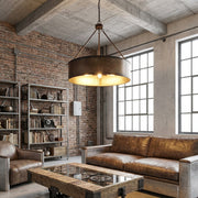 Velara Industrial Drum Shade Pendant Light – Industrial Style Hanging Fixture for Kitchen and Dining U04